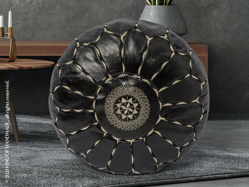 Genuine Leather Pouf Unstuffed - Moroccan Ottoman Footstool, Footrest Cover Boho Decor Bohemian Living Room, Bedroom, Kids Gift & Wedding Room Hand Stitched by Artisans Used As Hassock pouf ottoman hassock  hassocks and ottomans leather pouf hassock furniture pouf ottoman moroccan pouf pouf ottoman leather ottoman
